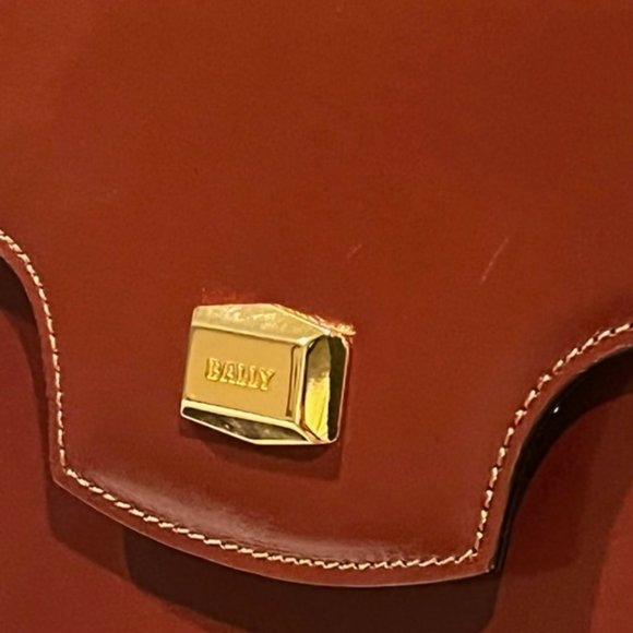 Vintage BALLY Structured Cognac Brown Leather Bag - Picture 14 of 14